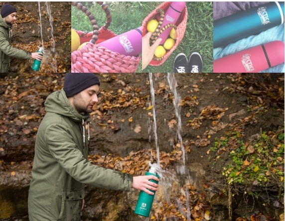 Термос Арктика с узким горлом, с резиновым "шёлковым" покрытием