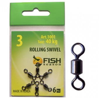 Вертлюжок Fish Season Rolling Swivel цилиндрический Вертлюжок Fish Season Rolling Swivel цилиндрический