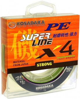 Леска плетеная Kosadaka Super Pe X4 Light Green 150м (светло-зеленая)